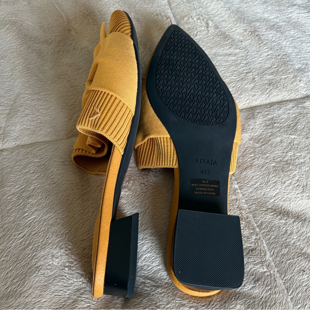 NWOT VIVAIA Mustard Yellow Knotted Mules - Picture 6 of 6